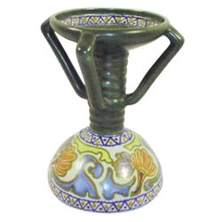 Gouda pottery candleholder, "Crocus", marked AD 987.