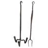 Image 1 : Lot of 2:  Hand forged hanging iron candleholder, 16"L. & early hand forged fork, 16 1/2"L.