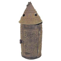 Pierced tin barn lantern, early 19th century,  13"H.