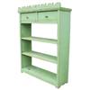 Image 1 : Hanging shelf w/2 drawers, scalloped top crown & green paint, 49"H.