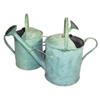 Image 1 : Lot of 2:  1 1/2 & 2 gallon watering cans w/sprinkler heads, both painted green.