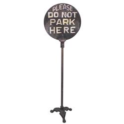 1920's wood & iron "Do Not Park Here" standing sign, 51" H.