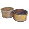 Image 1 : Lot of 2 wooden grain measurers w/metal bands, 11 1/2" Dia.