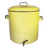 Image 1 : Large yellow enameled pot w/spigot, approximately 22" H.