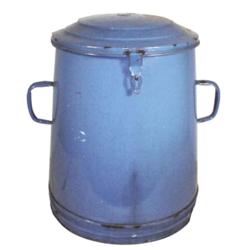 Large blue enameled bread pot, approximately 24" H.