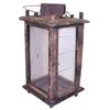 Image 1 : Primitive wood & tin lantern, 2 panels of glass are cracked, 12" H.