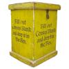 Image 1 : Census box w/ mustard paint, "Census" is misspelled, 18" H.