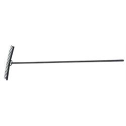 Early primitive wooden rake w/metal bracket, 66" L.