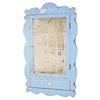 Image 1 : Hanging medicine cabinet in robin's egg blue paint, fancy scalloped front, 29" H.