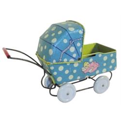 Wyandotte lithographed tin baby carriage, wonderful condition, 9 1/2" L.