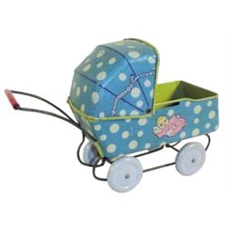 Wyandotte lithographed tin baby carriage, wonderful condition, 9 1/2  L.