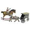 Image 1 : Lot of 2 toys:  Litho on tin U.S. Mail Wagon, 11" L. & tin man on wood rocking horse w/tin legs.