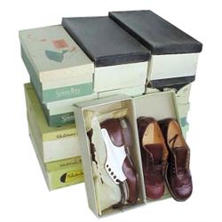 13 pr. of vintage NOS boy's Kali-sten-iks & StrideRite tie shoes, includes brown & white saddle shoe