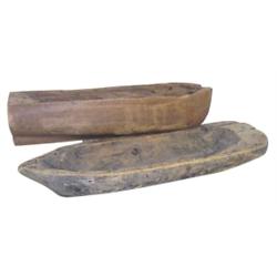 Lot of 2 carved wooden ship hulls, 24" & 29" L.