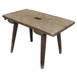 Slotted bench w/dry mustard colored paint, 20" L.