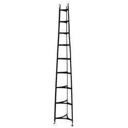 8 tiered iron pot rack w/penny feet, cobalt blue paint, 72"H.