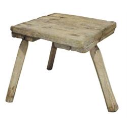 Primitive painted 3 legged milk stool.