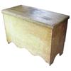 Image 1 : Pine lift top dough box w/scalloped apron, great old mustard paint w/wonderful alligator finish.