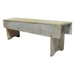 Bucket bench, gray paint over pine, dropped sides, 49" L.