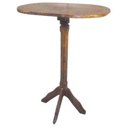 Candle table w/4 legs & great old bitter sweet paint, 25"H.