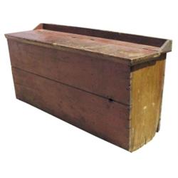 3 compartment 2 dr. lift top grain bin w/red paint, 68"W x 37"H.
