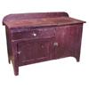 Image 1 : Unusual oxblood red kitchen cupboard, one side has lift-top and backsplash, porcelain knobs, 50"W.