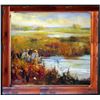 Fishing Acrylic LARGE Frame ORIGINAL Art DEALER LIQUIDATION Heavy Texture Original Landscape Scenic