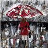 Image 3 : Pop Red Umbrella Impressionism Colorful Abstract Figurative Painting on Canvas Janier