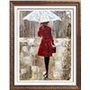 Image 4 : Girl with Umbrella Red Dress Bold Colors Original Signed Painting Canvas
