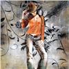Image 4 : Cowgirl Heavy Textured Original Painting on Canvas Signed Janier Art Sale