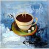 Image 2 : Coffee Cup Blue Textured Painting Abstract Realism Huge Sale Janier