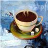 Image 3 : Coffee Cup Blue Textured Painting Abstract Realism Huge Sale Janier