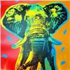 Image 3 : POP ART CANVAS ORIGINAL ELEPHANT COLORFUL ESTATE SALE