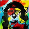 Image 3 : COLORFUL CANVAS ORIGINAL ART WHIMSICAL MONKEY