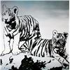 Image 3 : TIGERS BLACK & WHITE ORIGINAL PAINTING LARGE POP ART