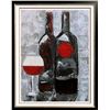 Image 4 : Contemporary Wine Painting Modern Black Red White Canvas Signed Original