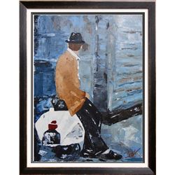 Vespa Palette Knife Italian Man Heavy Texture Signed Janier Original Art