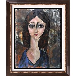 Janier Original Painting on Canvas Modigliani Style Signed Art