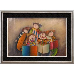 Abstract Figures Concert Signed Original Canvas Painting