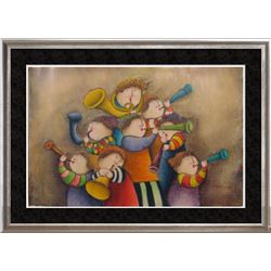 Abstract Figures Concert Signed Original Canvas Painting