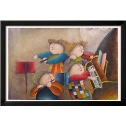 Abstract Figures Musical Signed Original Canvas Painting