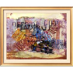 WATERCOLOR ORIGINAL ART MUSICAL ABSTRACT SIGNED