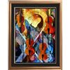 Image 1 : Violins of Mozart Abstract Colorful Canvas Modern Art Signed Original