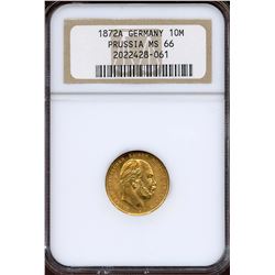 Germany 1872 A, Gold 10 Marks, Prussia, NGC MS-66
