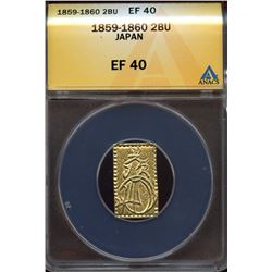 Japan 1856-1860, Gold Ni-bu, Larger 5.62g,  ANACS EF-40