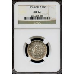 Korea 1906, Silver 20 Chon,  NGC MS-62