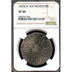 Mexico 1835 CA-AM, Silver 8 Reales, Chihuahua, NGC XF-40