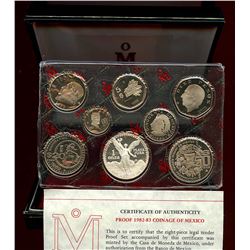 Mexico 1982 1983, Silver Proof Set,  The first PROOF Libertad, Rare, Original box and COA