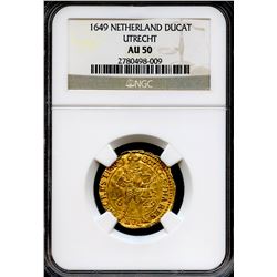 Netherlands 1649, Knight in armor with Sword,  Utrecht, Gold Ducat, NGC AU-50