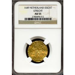 Netherlands 1649, Knight in armor with Sword,  Utrecht, Gold Ducat, NGC AU-55